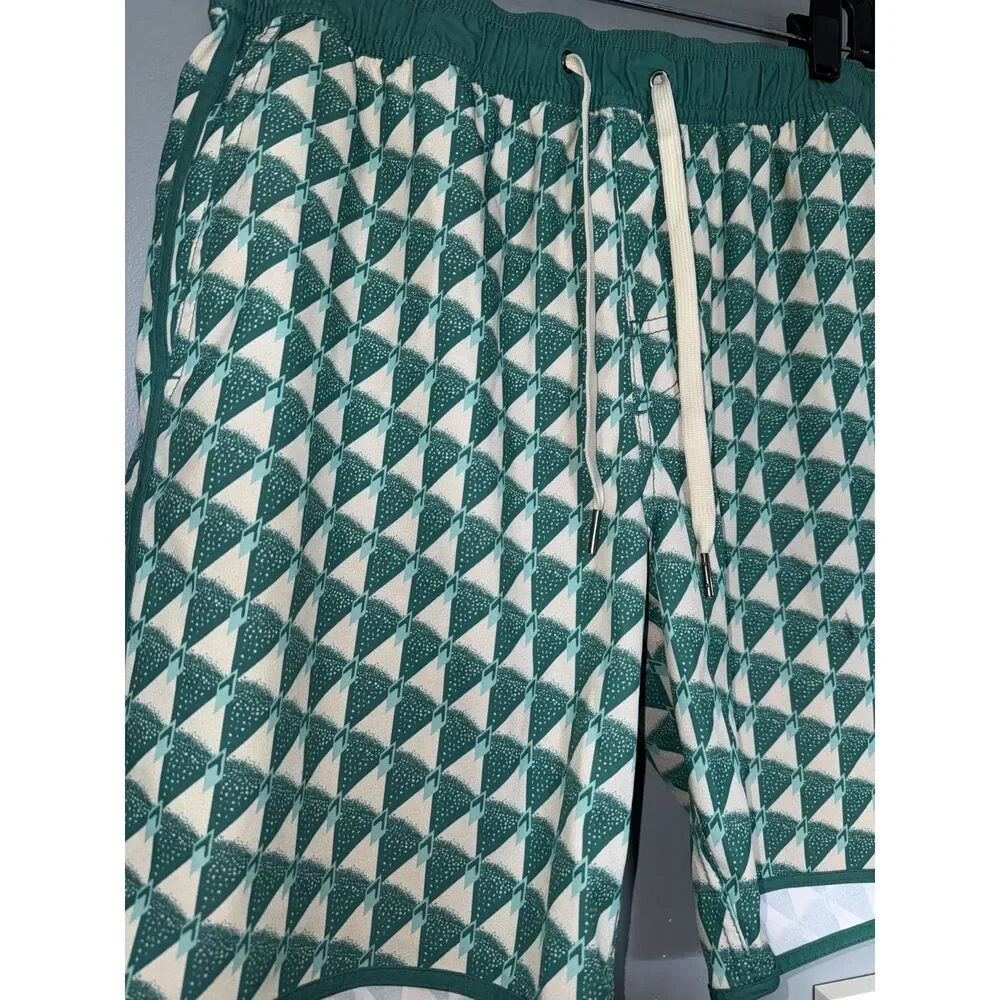 Men's Fair Harbor Anchor Breezeknit Brief-Lined Geometric Print Trunks | Size M